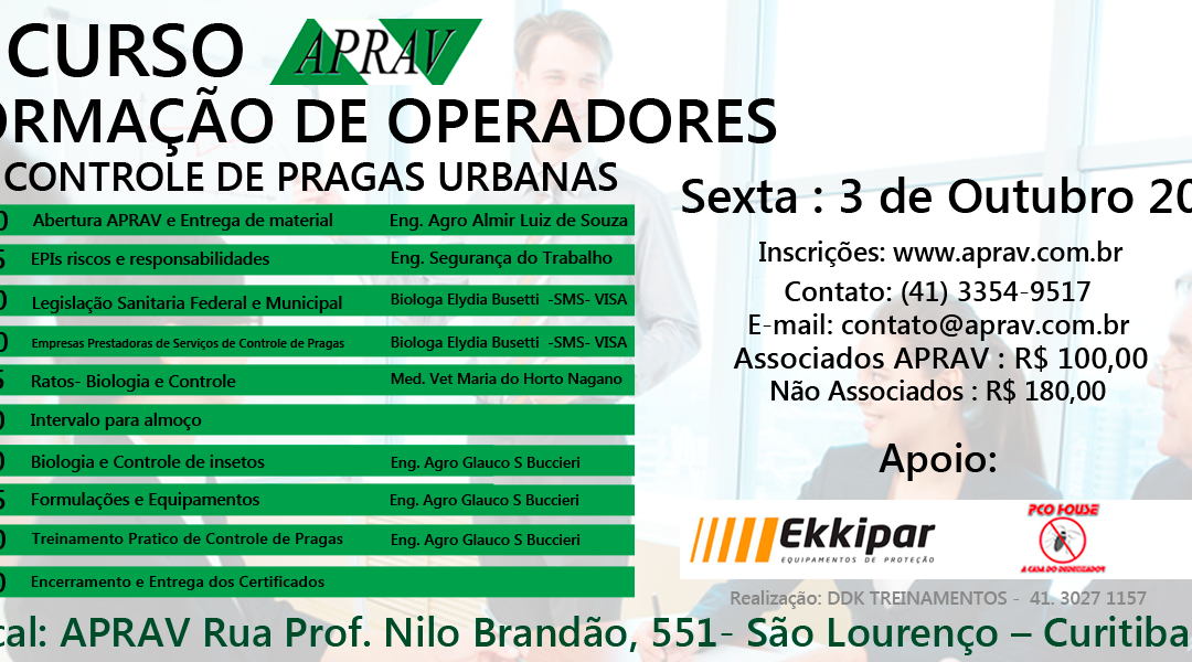 FORMAÇÃO DE OPERADORES EM CONTROLE DE PRAGAS URBANAS.